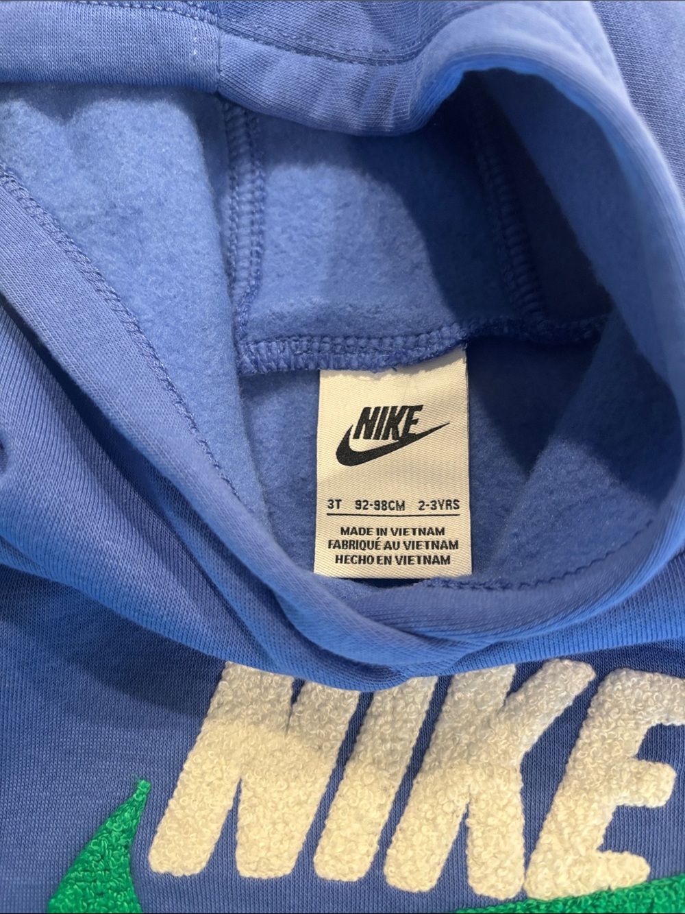 Nike Kids/Toddler Comet Blue Hooded Sweatshirt with Green Swoosh - Picture 3 of 6